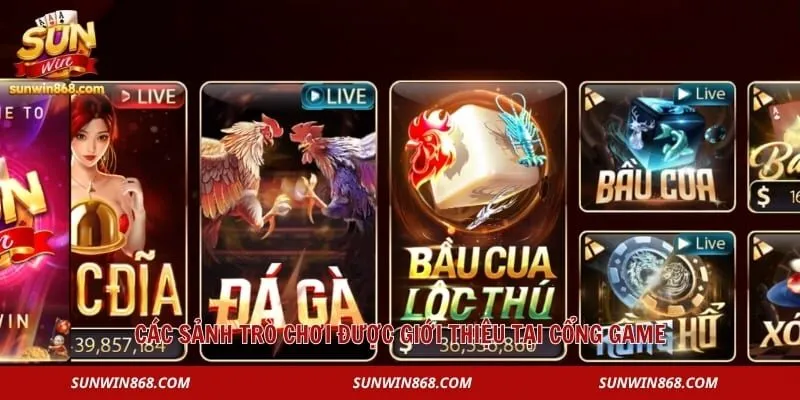 Giới Thiệu Sunwin 3 Các sảnh trò chơi được giới thiệu tại cổng game